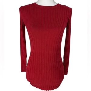 METRIC / Red Ribbed Crewneck Sweater / Small